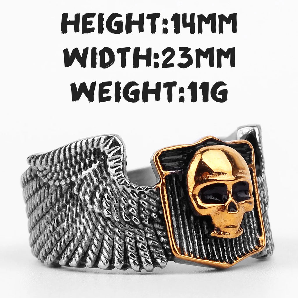 PENDRA Skull Wing Motorcycle Steel Ring