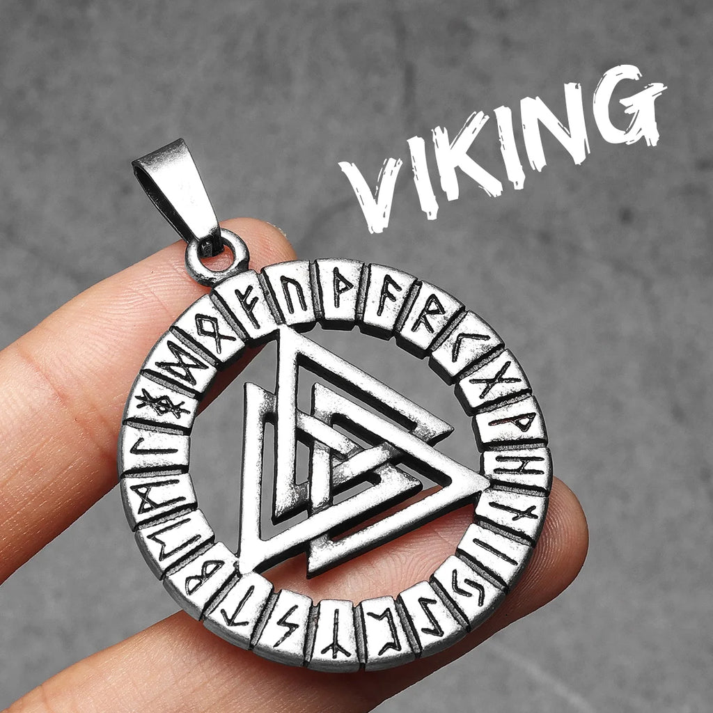Retro Viking Runes Odin Men Necklaces Stainless Steel Pendant Chain Women Punk Fashion Jewelry New In Accessories Gift Wholesale
