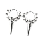 Stainless Steel Spike Cone Drop Earrings Man Punk Beaded Hoop Earrings for Men Women Gothic Hip Hop Dangle Ear Cool Jewelry Gift
