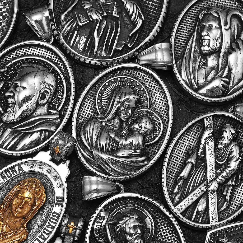 Virgin Mary Guadalupe Angel Cross Stainless Steel Men Necklaces Pendant Chain Amulet For Women Fashion Jewelry Gifts Wholesale
