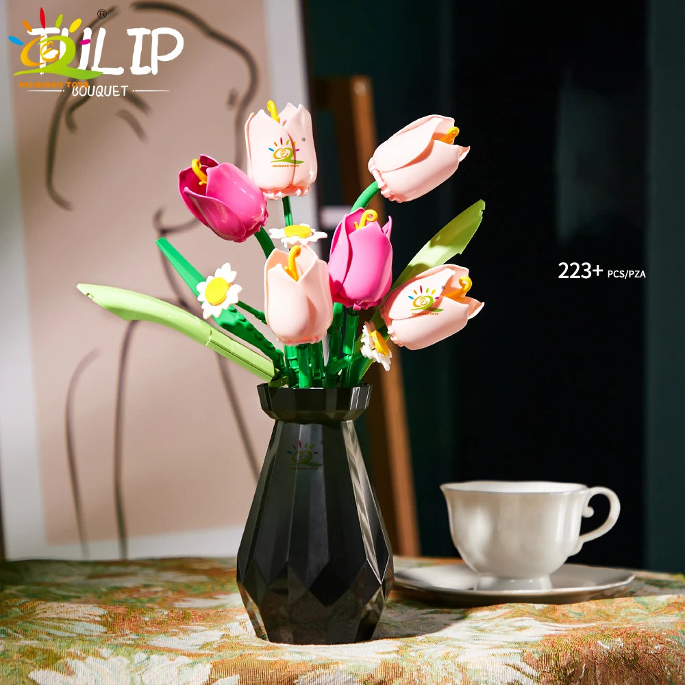 PENDRA Rose Bouquet Floral Building Set