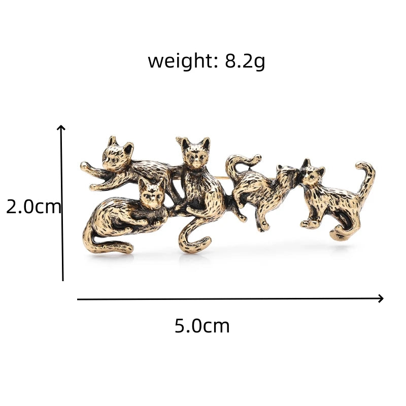 PENDRA Five Cats Friends Animal Brooch