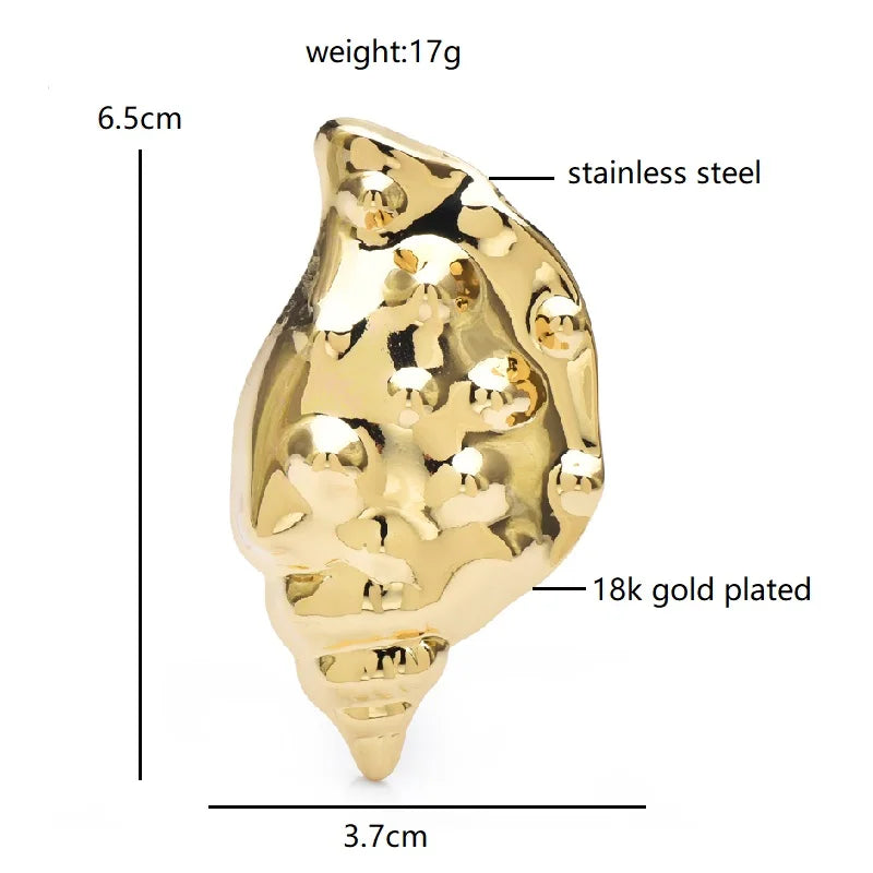 Wuli&baby Stainless Steel Conch Brooches For Women Unisex Handsome Sea Animal Party Casual Brooch Pins Gifts