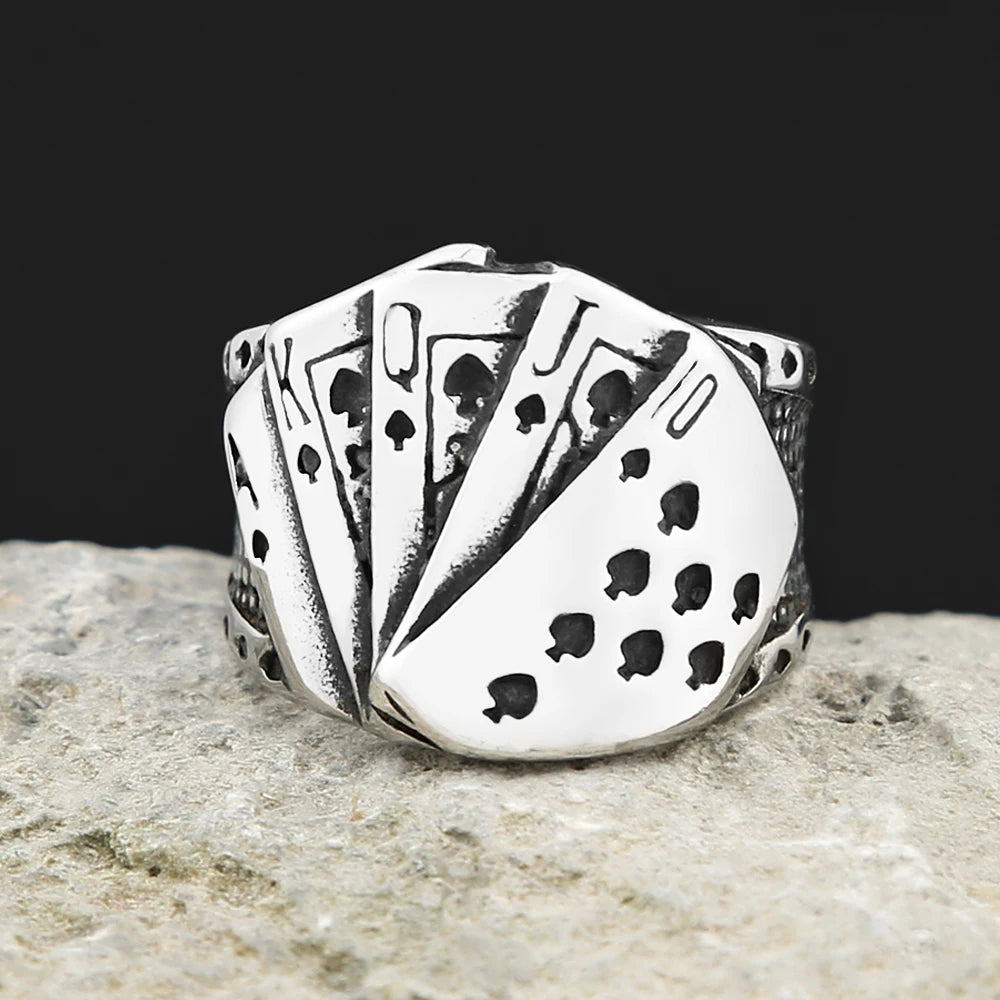 PENDRA Pokerluck Stainless Steel Lucky Poker Ring