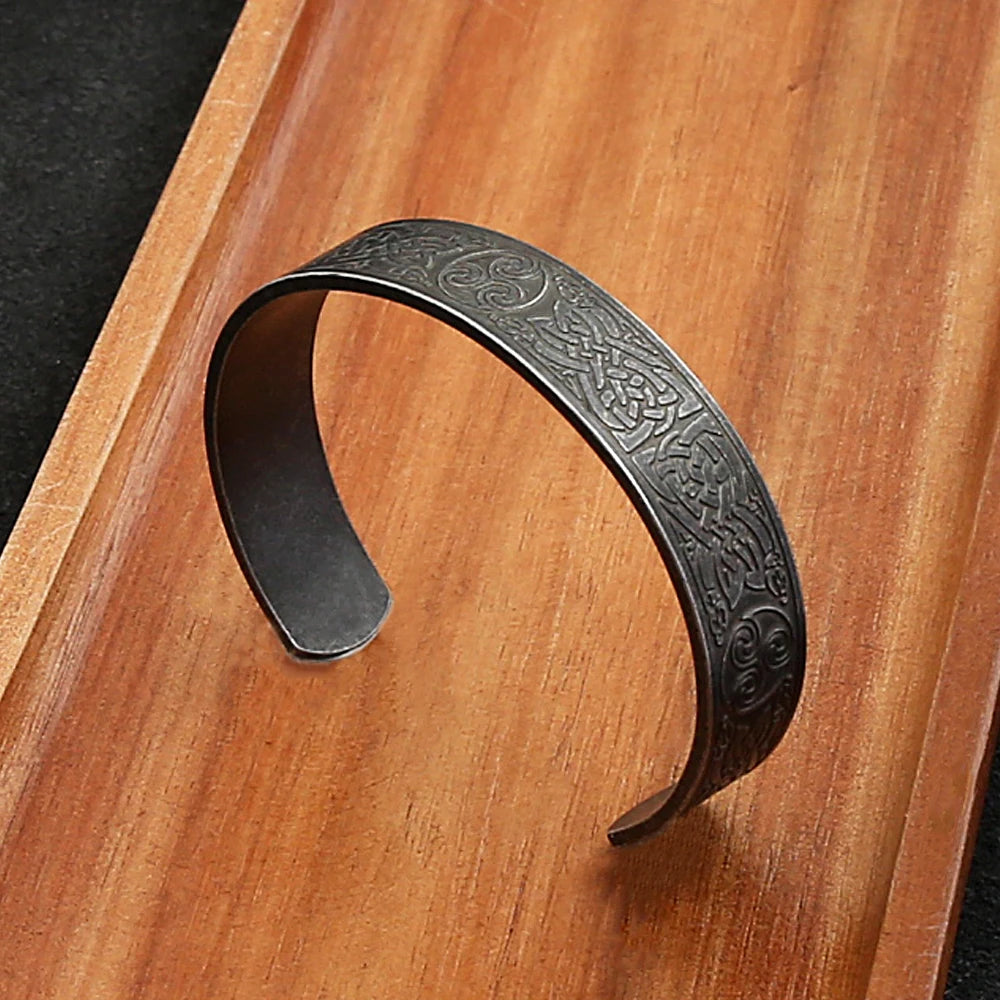 PENDRA Dragoncrest Stainless Steel Open Cuff Bracelet