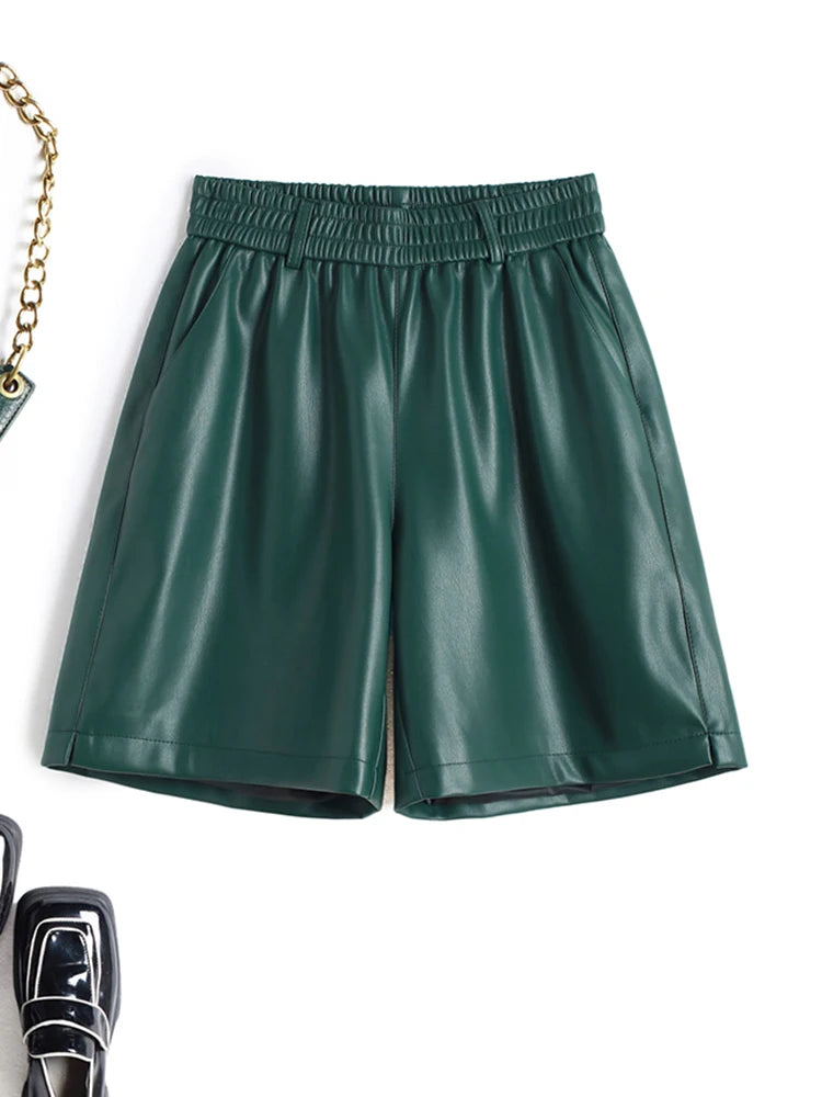 PENDRA Full Leather Wide Leg Shorts
