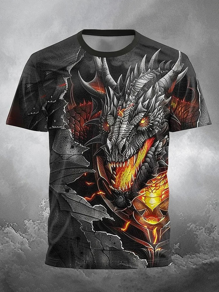 PENDRA Urban Short-Sleeve Dragon Print T-Shirt