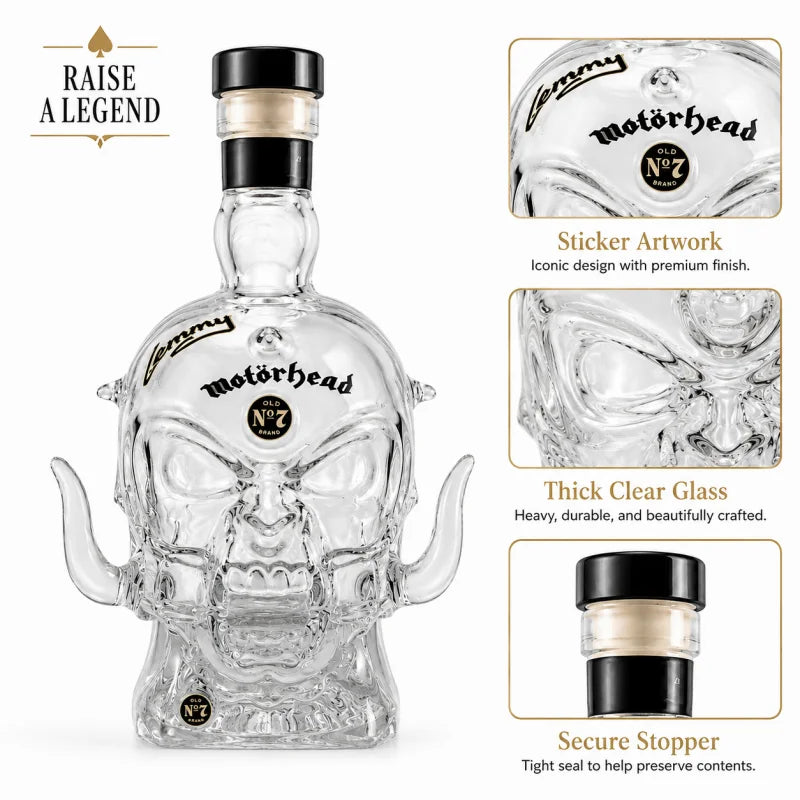 Motörhead Band Skull Glass Decanter Sticker Surface Whiskey Bottle Rock Style Bar Home Decor Collectible Gift