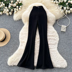 High waisted slim fit micro flared pants women in spring new design sense casual versatile solid color straight leg pants