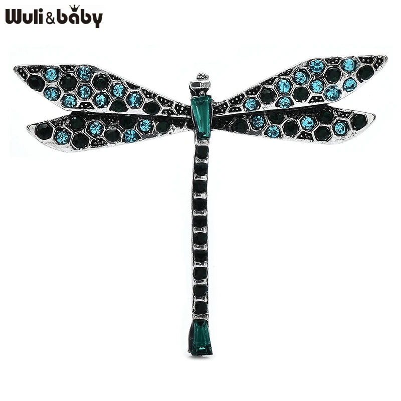 Wuli&baby Vintage Rhinestone Dragonfly Brooches For Women Unisex 2-color Lovely Insects Party Office Brooch Pins Gifts
