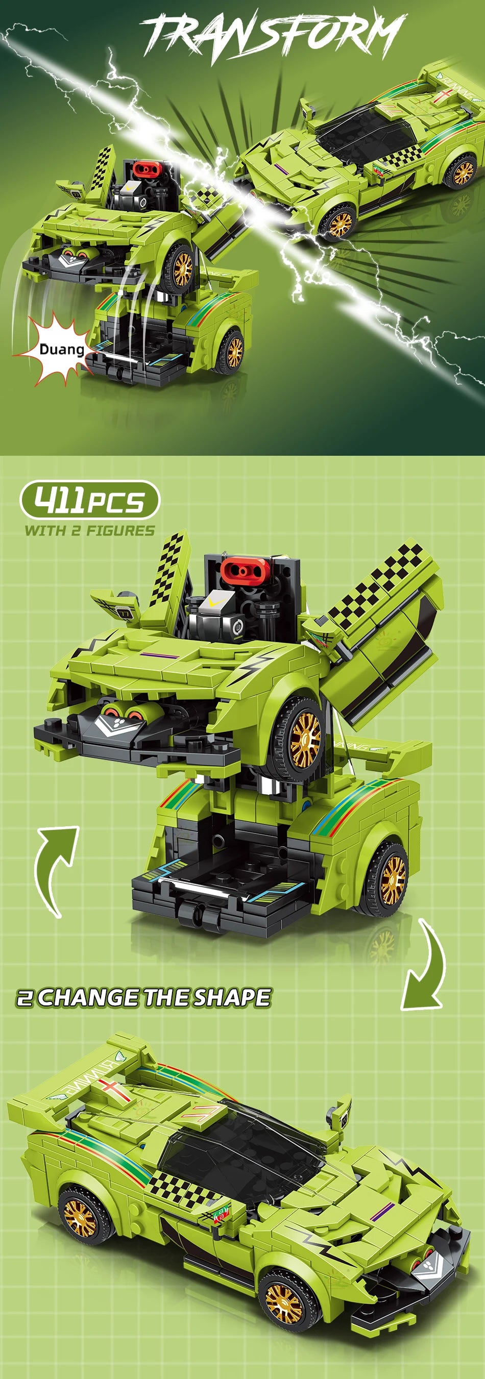 PENDRA Transfrom Racing Robot Building Set