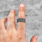 PENDRA Nordic Characters Boyfriend Steel Ring
