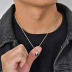 Retro Punk Stainless Steel Skull Necklace for Men,Rock Small Personality Pendant Necklace,Halloween Jewelry