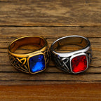 PENDRA Redstone Square Red Stone Signet Ring
