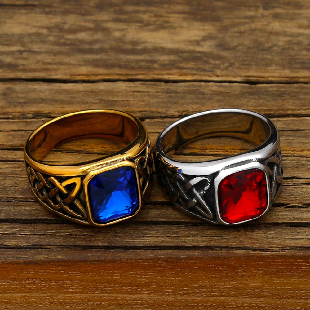 PENDRA Redstone Square Red Stone Signet Ring