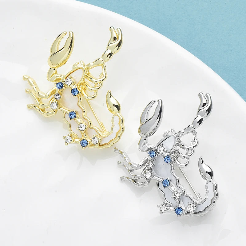 PENDRA Scorpio Blue Rhinestone Zodiac Brooch