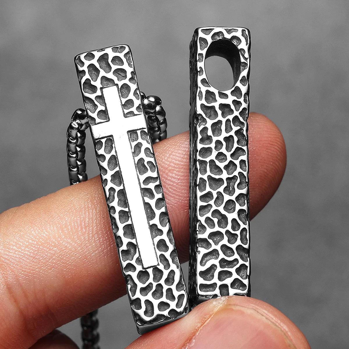 Texture Cross Men Necklaces Stainless Steel Pendant Chain Women Fashion Retro Jewelry Punk New In Accessories Gifts Wholesale