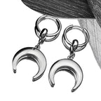 Hip Hop Moon Hoop Earrings Vintage Minimalist Metal C Shape Women Girls Stainless Steel Fashion Punk Rock Ear Rings Jewelry