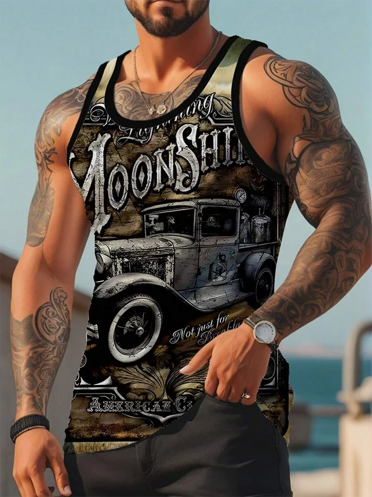 Summer Daily Casual Men's Tank Top Urban Street Fashion Men's Tank Top Outdoor Sports Men's Sleeveless Top 3D Graffiti Printing