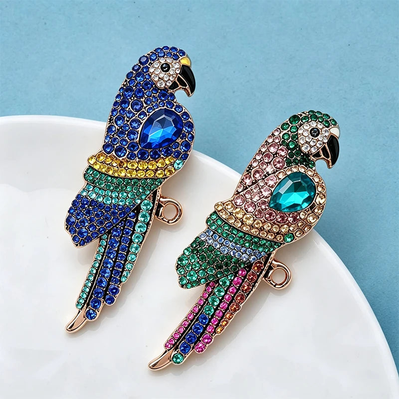 PENDRA Rainbowtail Rhinestone Parrot Brooch