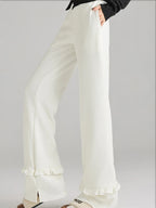 Solid corduroy micro flared pants women's winter wide leg casual high waisted narrow version straight leg sweatpants