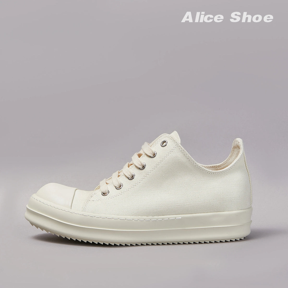 PENDRA Ivory Street Off-White Canvas Low-Top Lace-Up Platform Sneakers