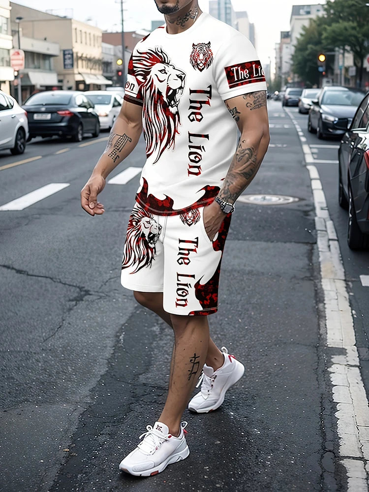 Summer Outdoor Street Fashion Men's T-shirts Everyday Casual Men's Athletic Shorts T-shirts And Drawstring Shorts Men's Sets