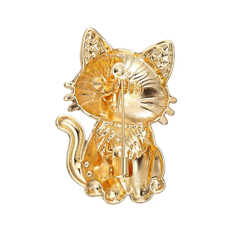 PENDRA Sitting Kitty Rhinestone Brooch