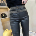 PENDRA Waist Leather Diamond Pants