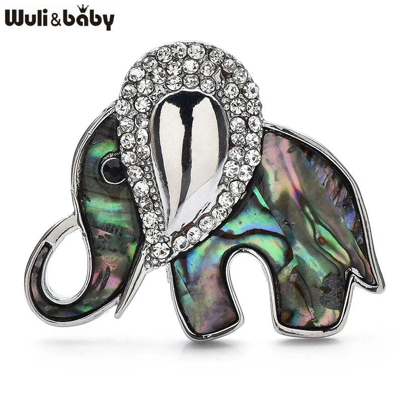 Wuli&baby Cute Abalone Acrylic Elephant  Brooches For Women Unisex 2-color Lovely Animal Party Casual Brooch Pins Gifts