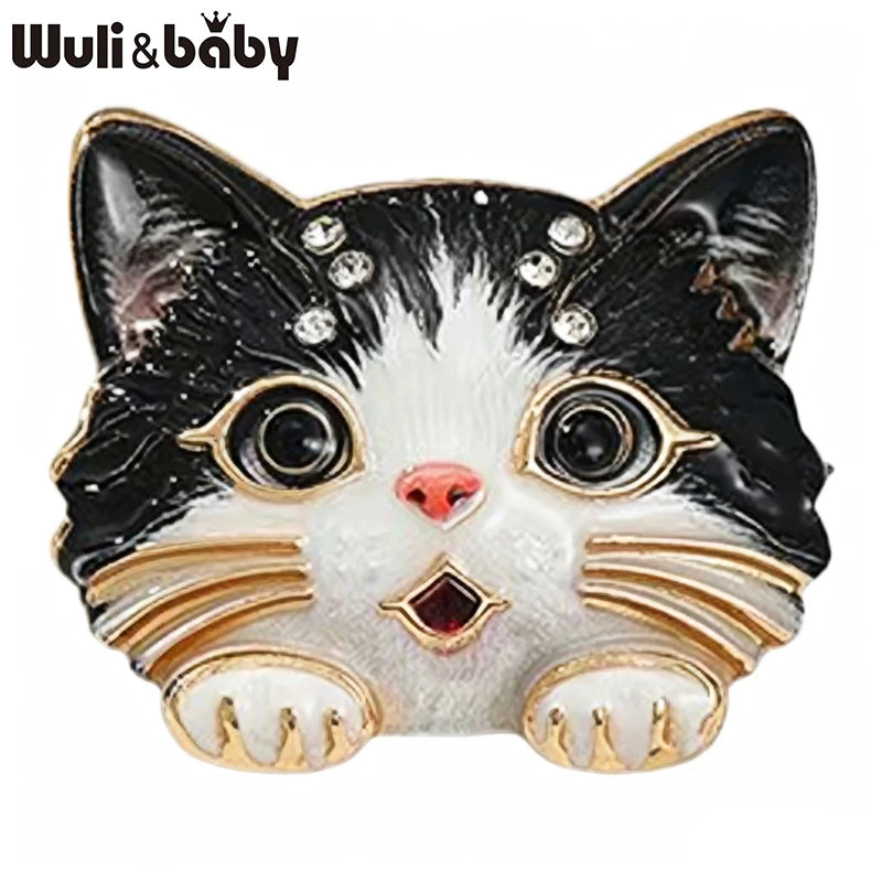 PENDRA Sweet Kitten Rhinestone Brooch