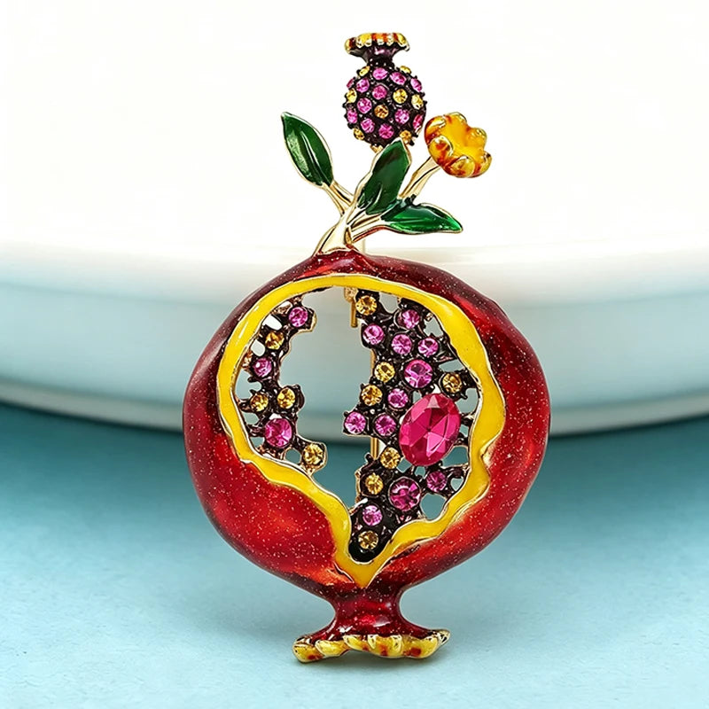 PENDRA Pomella Big Enamel Pomegranate Brooch