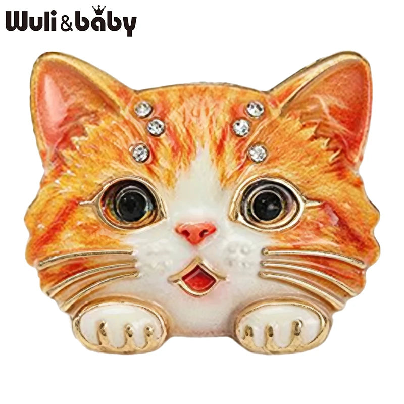 PENDRA Sweet Kitten Rhinestone Brooch