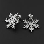 Stainless Steel Snowflake Stud Earrings Inlaid Crystal Winter Snow Flake Earrings Christmas Holiday Jewelry Gift for Women Girl