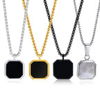 PENDRA Square Stone Natural Pendant Necklace