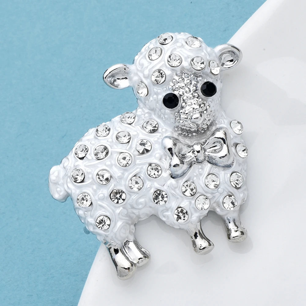 Wuli&baby Cute Sheep Brooches For Women Unisex 2-color Enamel Year Of The Sheep Zodiac Animal Party Casual Brooch Pin Gifts