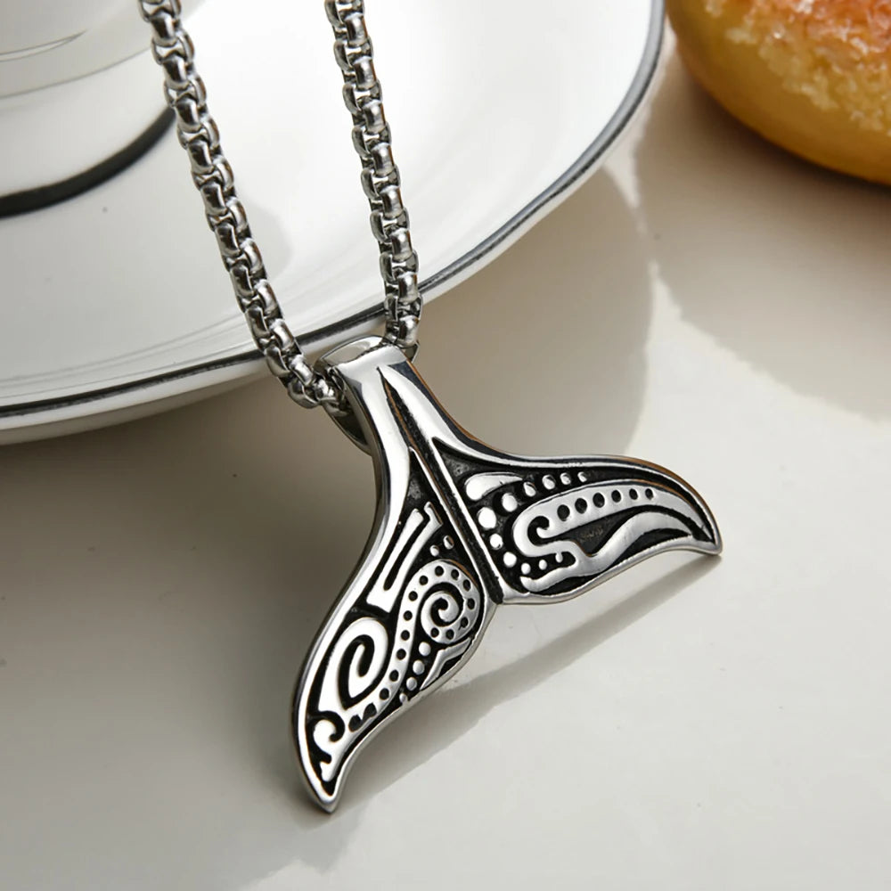 PENDRA Whaletail Stainless Steel Whale Tail Pendant