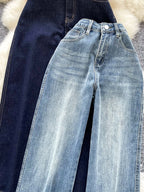 Korean style chic fashionable jeans women in 2026 spring fashion design sense spliced high waist retro nine cropped pants