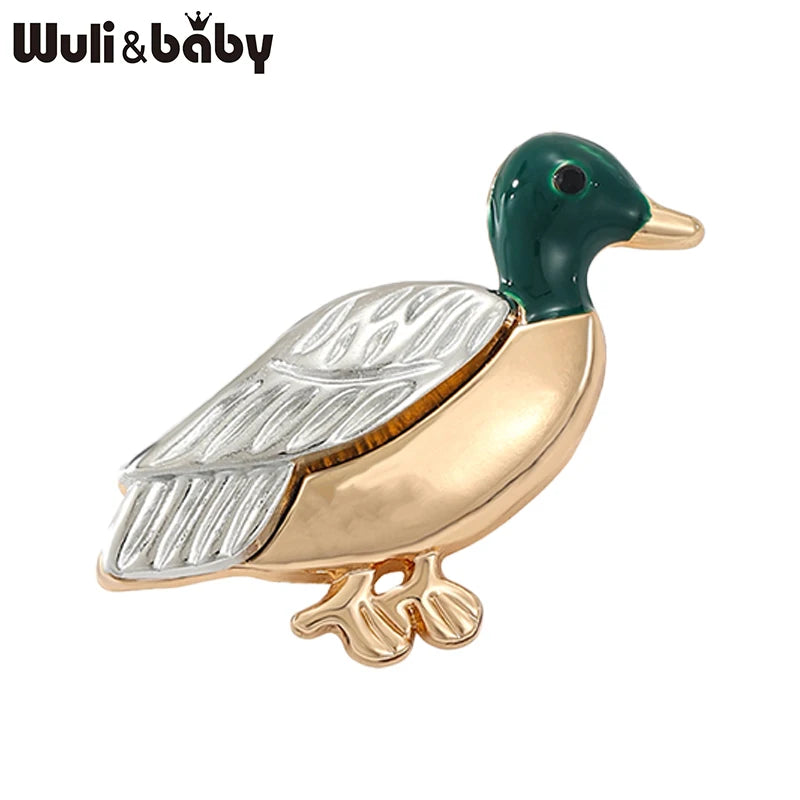 Wuli&baby Lovely Enamel Duck Brooches For Women Unisex Alloy Mandarin Duck Bird Animal Brooch Pins Clothes Bags Pins Gifts