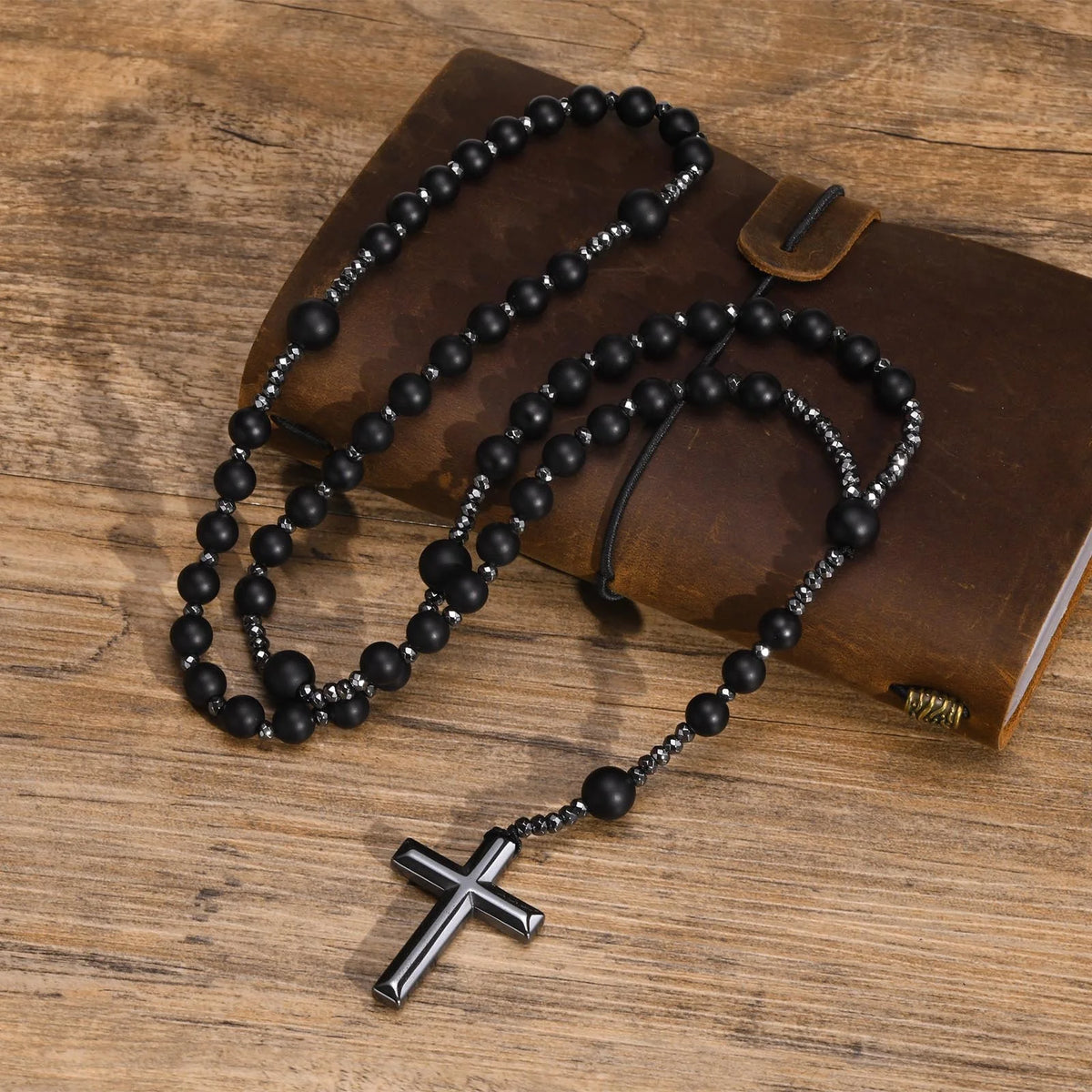 PENDRA Cross Beaded Rosary Necklace