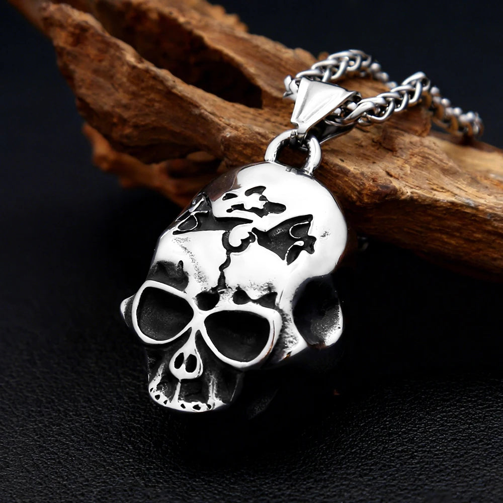 PENDRA Ghostskull Gothic Ghost Skull Pendant Necklace
