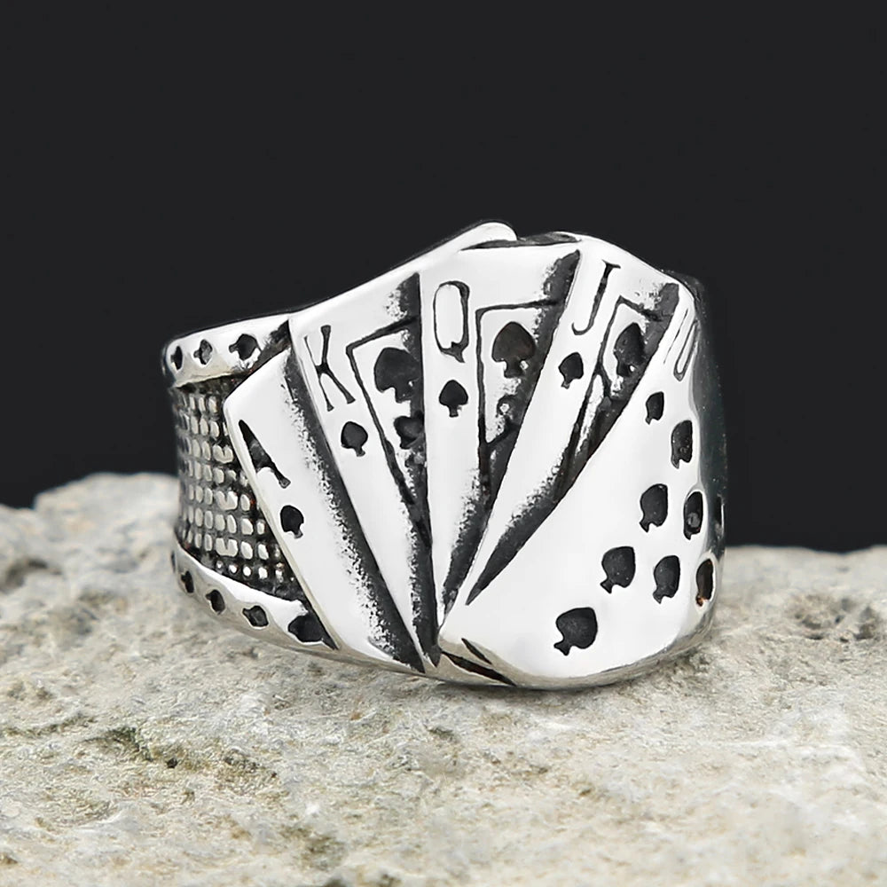 PENDRA Pokerluck Stainless Steel Lucky Poker Ring