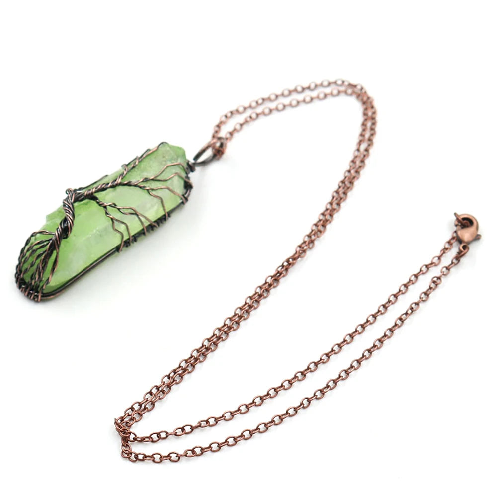 PENDRA Tree Life Crystal Chain Necklace
