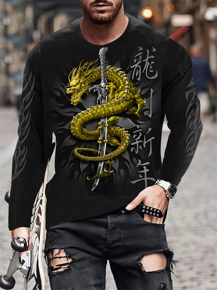 PENDRA Printed Long Sleeve Oriental T-Shirt