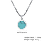 Hiphop Round Natural Stone Necklace for Men,Waterproof Stainless Steel Pendant Necklace,Birthday Party Father Gift