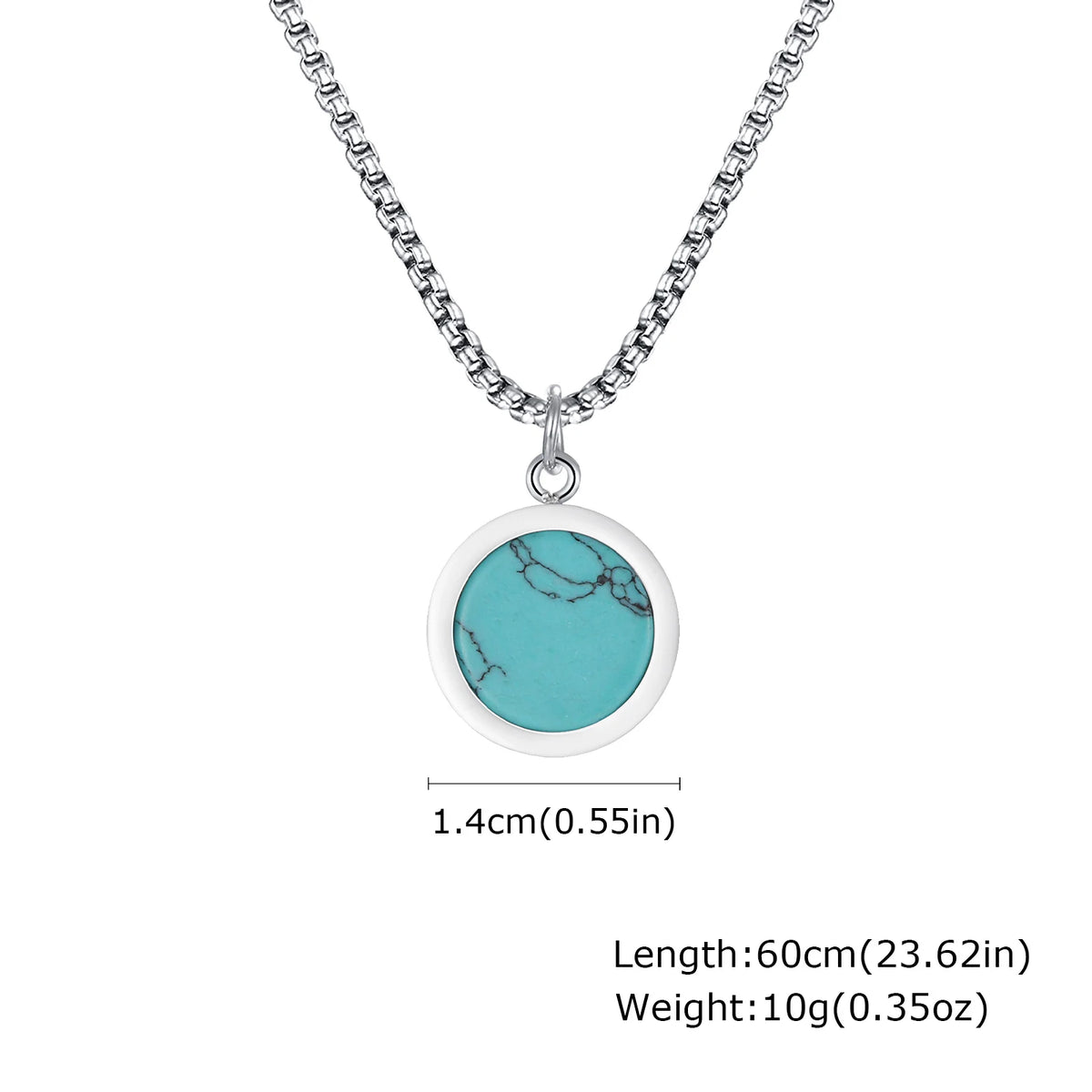 Hiphop Round Natural Stone Necklace for Men,Waterproof Stainless Steel Pendant Necklace,Birthday Party Father Gift