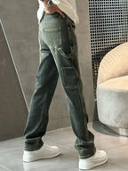 Spring Summer New Vintage Casual Slimming Straight-Leg Pants Washed Loose Micro-Cone Workwear Jeans for Men Man Clothes