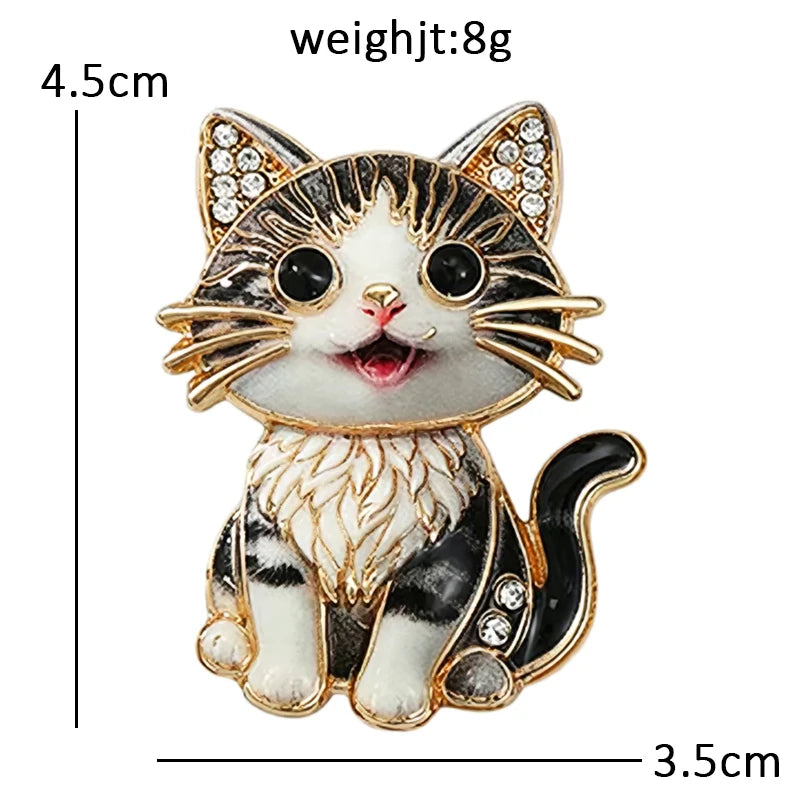 PENDRA Sitting Kitty Rhinestone Brooch