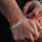 Flat Byzantine Bracelets for Men,Waterproof Stainless Steel Chain Link Wristband,Christmas Gifts to Dad Father Boyfriend BFF
