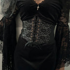 PENDRA Bellaelle Black Floral Gothic Corset Belt